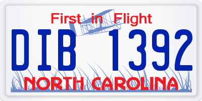 NC license plate DIB1392