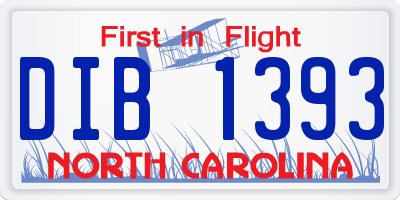 NC license plate DIB1393