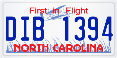 NC license plate DIB1394