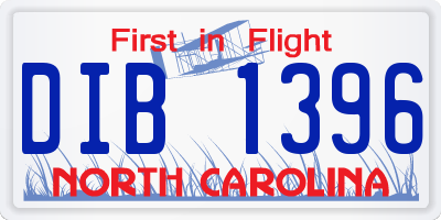 NC license plate DIB1396