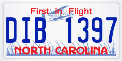 NC license plate DIB1397