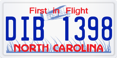 NC license plate DIB1398