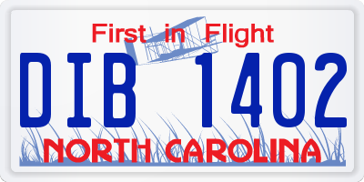 NC license plate DIB1402