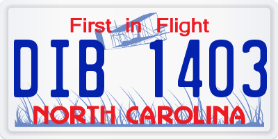 NC license plate DIB1403