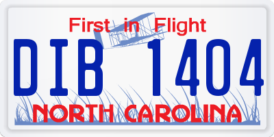 NC license plate DIB1404