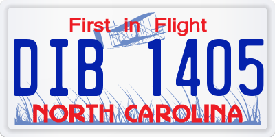 NC license plate DIB1405