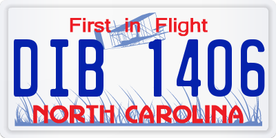 NC license plate DIB1406