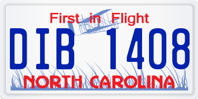 NC license plate DIB1408