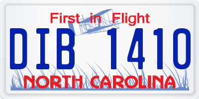 NC license plate DIB1410