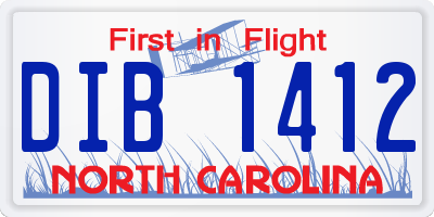 NC license plate DIB1412