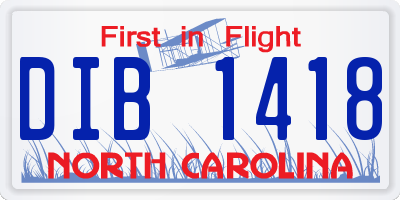 NC license plate DIB1418