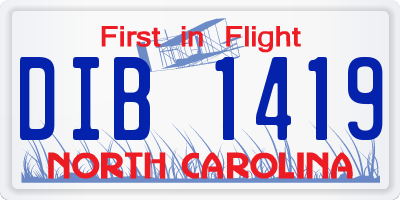 NC license plate DIB1419