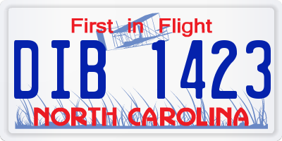 NC license plate DIB1423