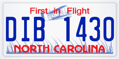 NC license plate DIB1430