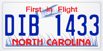NC license plate DIB1433