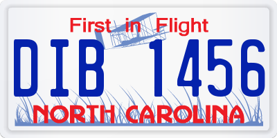 NC license plate DIB1456