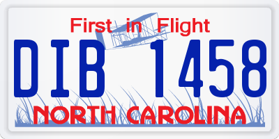 NC license plate DIB1458