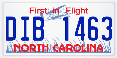 NC license plate DIB1463