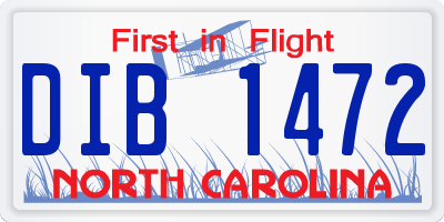 NC license plate DIB1472