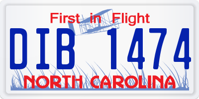 NC license plate DIB1474