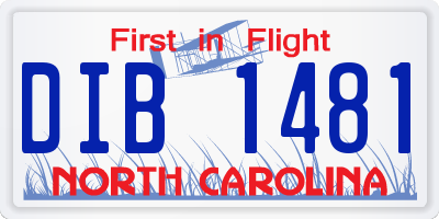 NC license plate DIB1481
