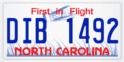NC license plate DIB1492