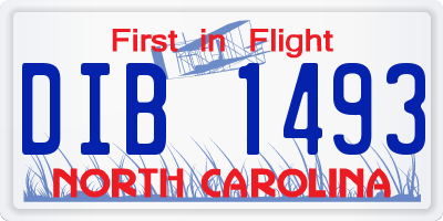 NC license plate DIB1493