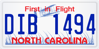 NC license plate DIB1494