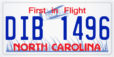 NC license plate DIB1496