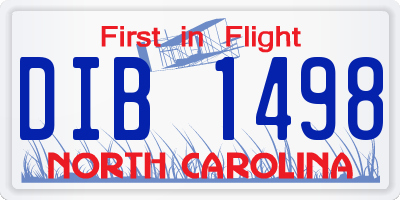 NC license plate DIB1498