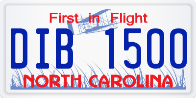 NC license plate DIB1500