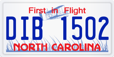 NC license plate DIB1502