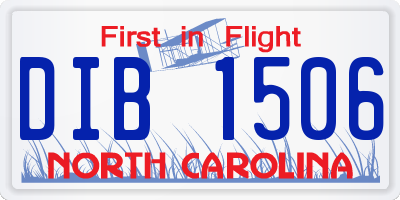 NC license plate DIB1506
