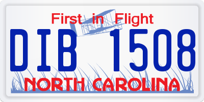 NC license plate DIB1508