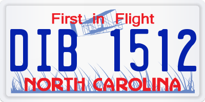 NC license plate DIB1512