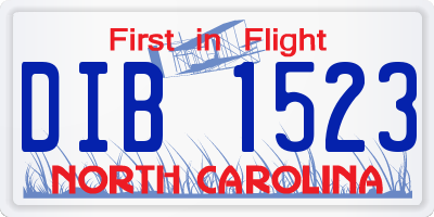 NC license plate DIB1523