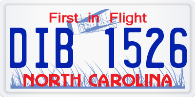 NC license plate DIB1526