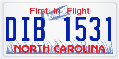 NC license plate DIB1531