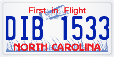 NC license plate DIB1533