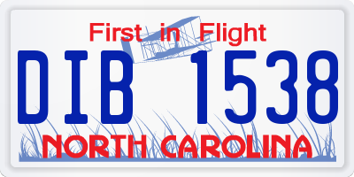 NC license plate DIB1538