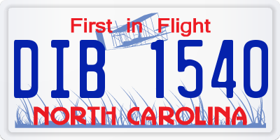 NC license plate DIB1540