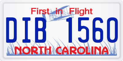NC license plate DIB1560