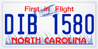 NC license plate DIB1580