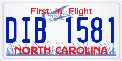 NC license plate DIB1581