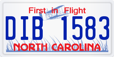 NC license plate DIB1583