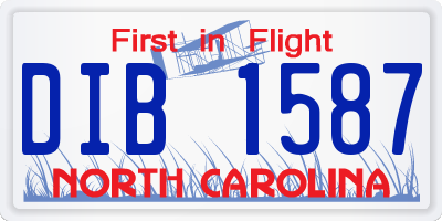 NC license plate DIB1587