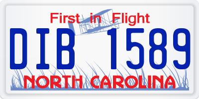 NC license plate DIB1589