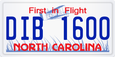 NC license plate DIB1600