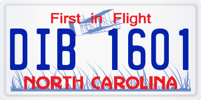 NC license plate DIB1601