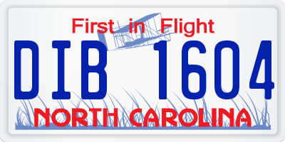 NC license plate DIB1604